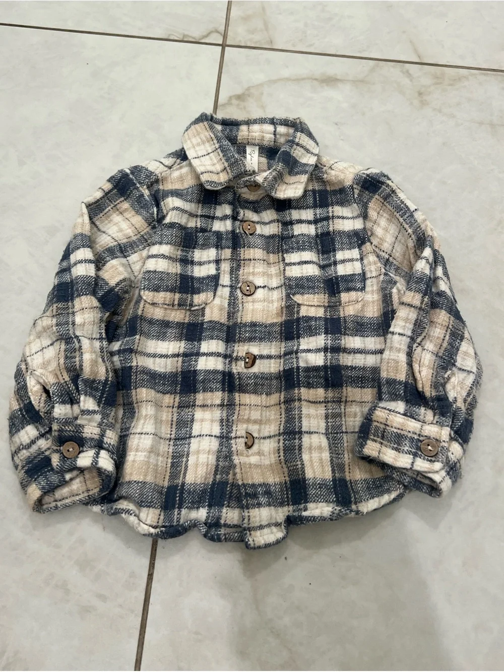 Rylee + Cru Tan Plaid Flannel Shirt Size 18-24 Months